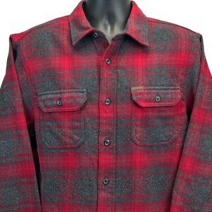 Orvis Big Bear Heavyweight Flannel Shirt Jacket Shacket Plaid Red Mens M Medium